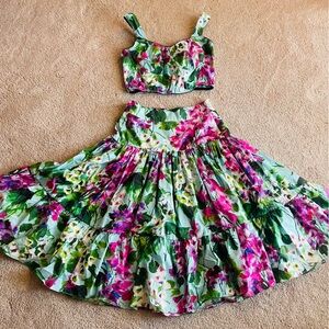 Multicolor Floral Bikini Top - Pink & Green